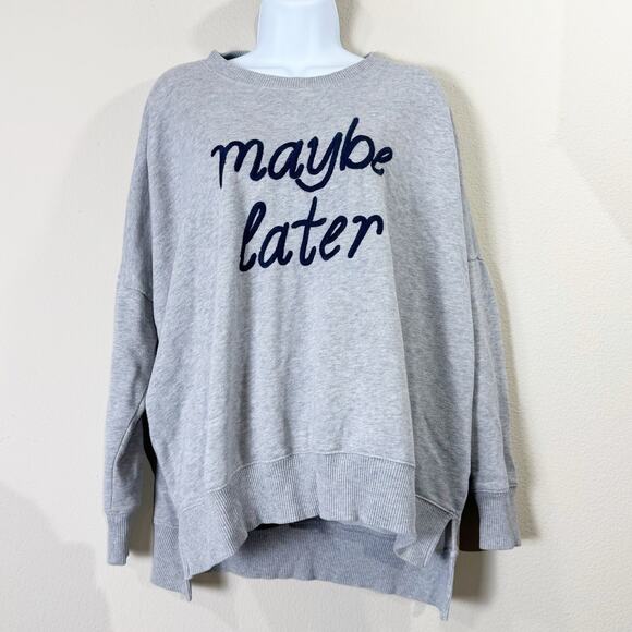 aerie | grey oversized maybe later embroidered women's sweatshirt sz S - Picture 2 of 7